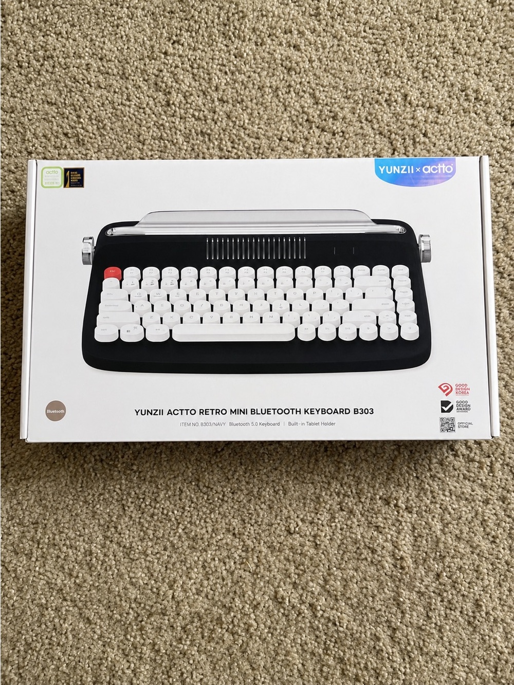 Retro Mini Bluetooth Keyboard B303 - Navy blue